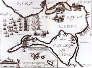 Victory of the English Royal Navy in the Bay of Cadiz by English School